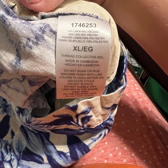 Ellen Tracy Womens XL Blue Floral Linen Blend Wide Leg Pants New With Tags - Picture 4 of 4